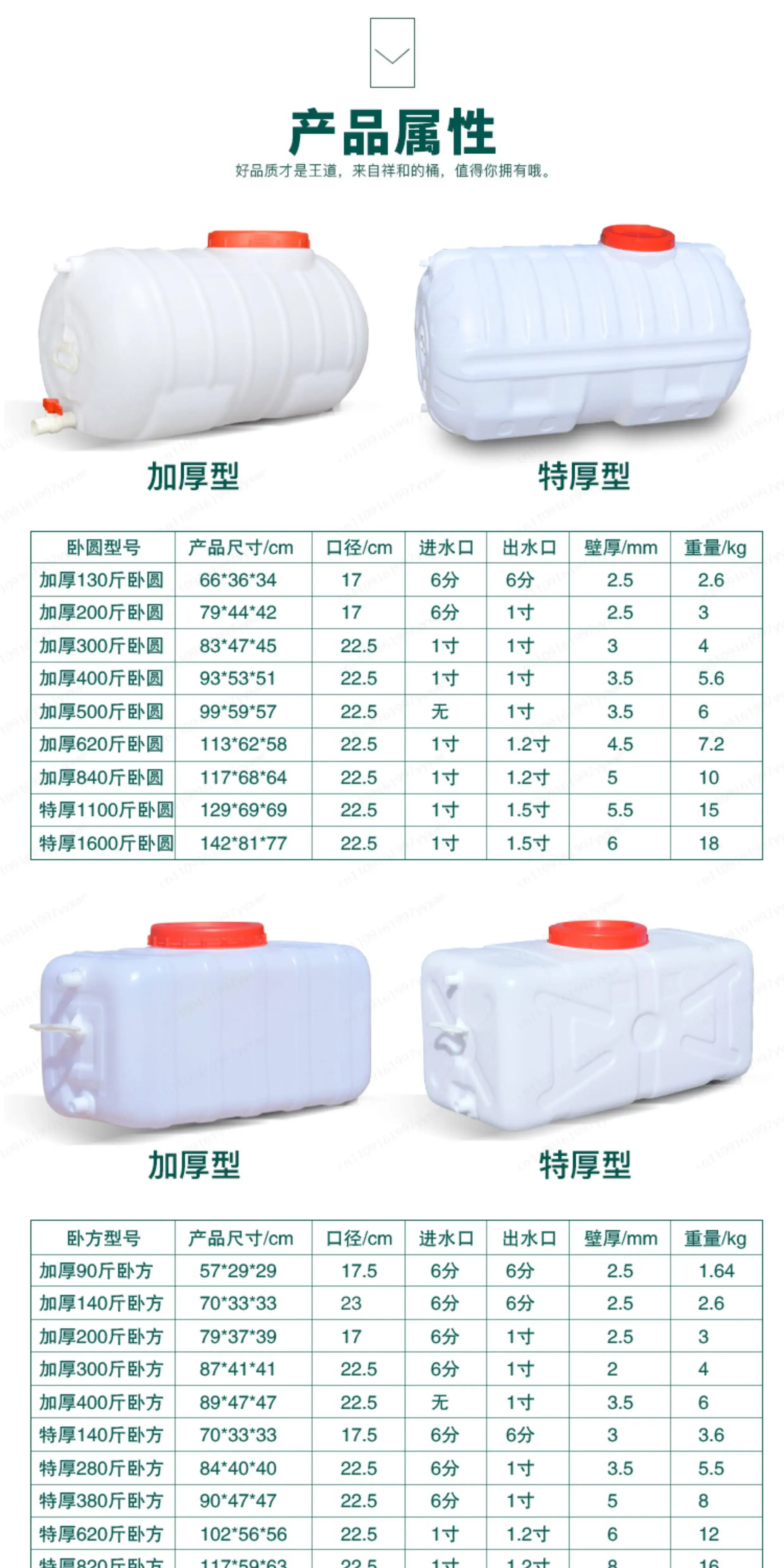 Thickened car water tank Outdoor large-capacity horizontal plastic bucket Household large rectangular bucket Water storage tank