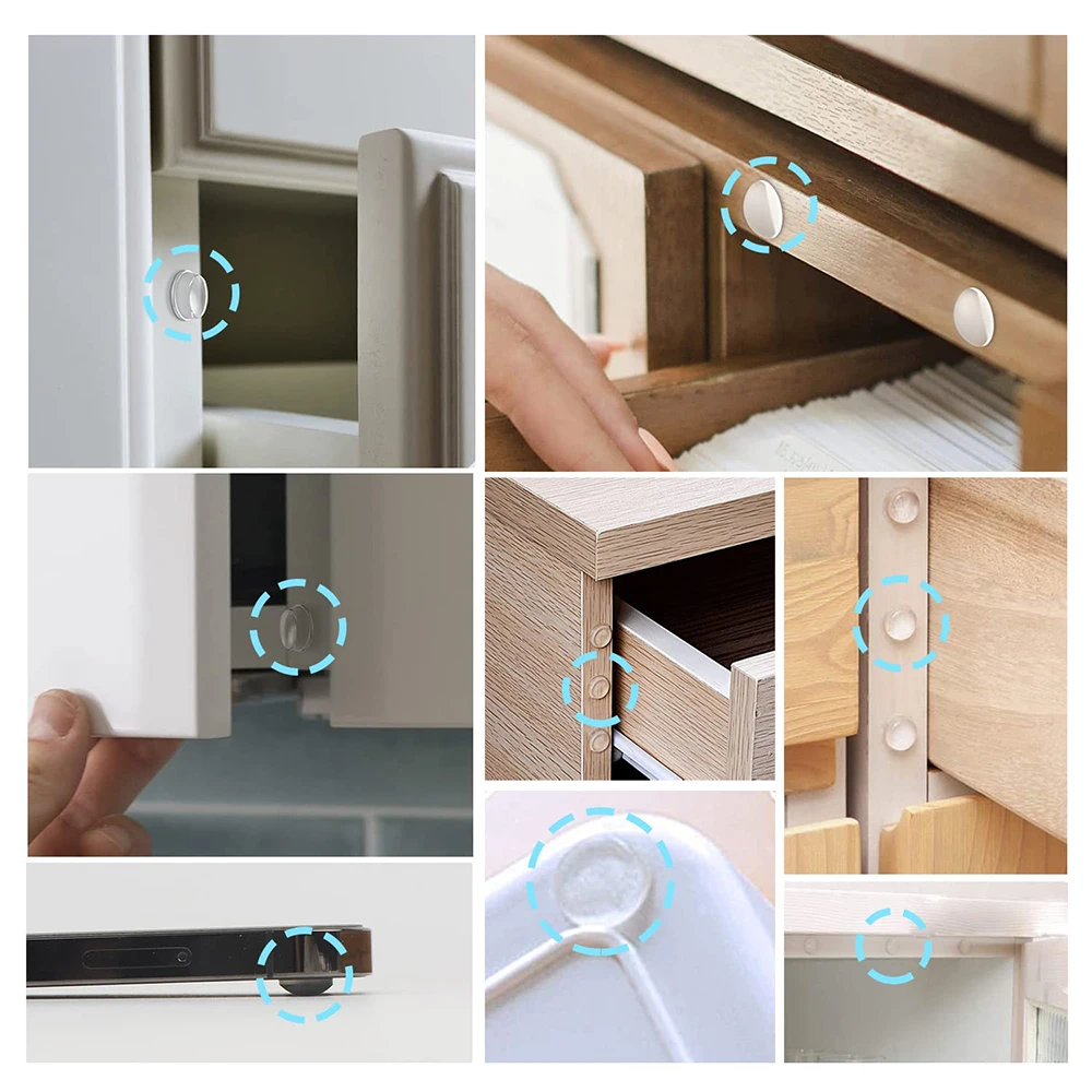 PVC Translucent Rubber Bumper Feet, Self-Adhesive Transparent Pads For Furniture, Cabinet Door Silicone Buffer Stopper
