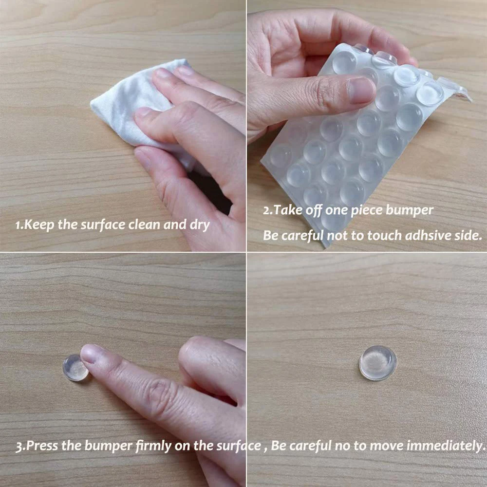 PVC Translucent Rubber Bumper Feet, Self-Adhesive Transparent Pads For Furniture, Cabinet Door Silicone Buffer Stopper