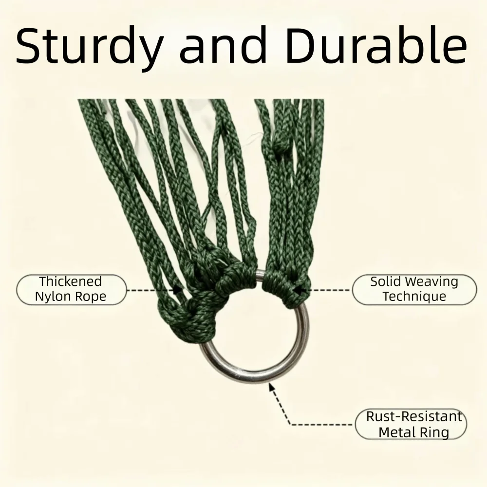 Durable Thick Nylon Rope Nylon Mesh Hammock 200x80cm High Bearing Weight Travel Hammock Portable Camping Hammock Home Leisure