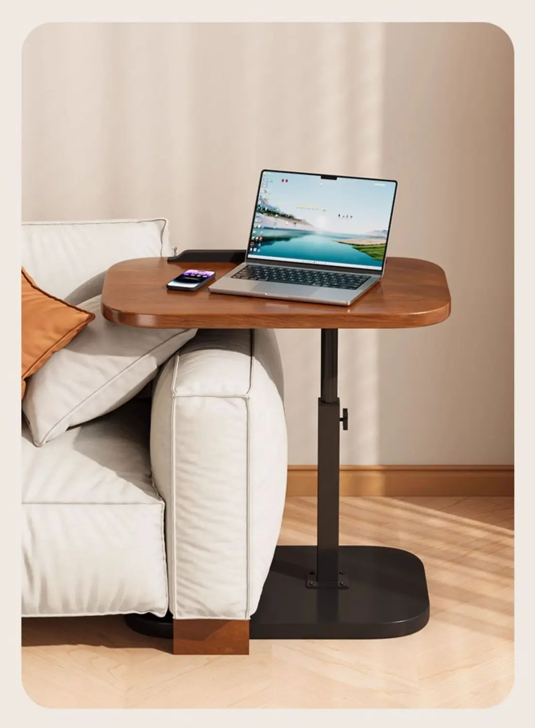 Adjustable Height Bedside Table Mobile Lift-Top Coffee Multifunctional Nesting Side Compact Bedroom Nightstand Lightweight