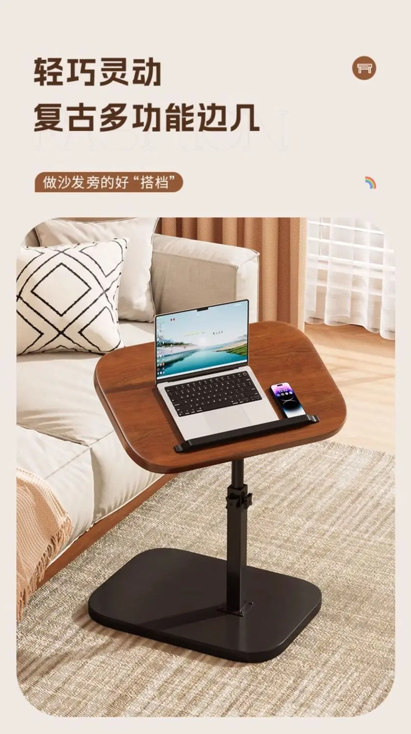 Adjustable Height Bedside Table Mobile Lift-Top Coffee Multifunctional Nesting Side Compact Bedroom Nightstand Lightweight