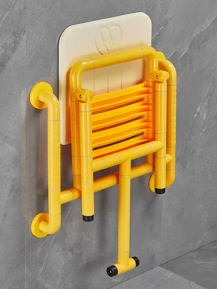 Foldable Wall Mounted Shower Stool Stainless Steel Anti-Slip Bath Chair Portable Safety Bench for Elderly Home Bathroom Use