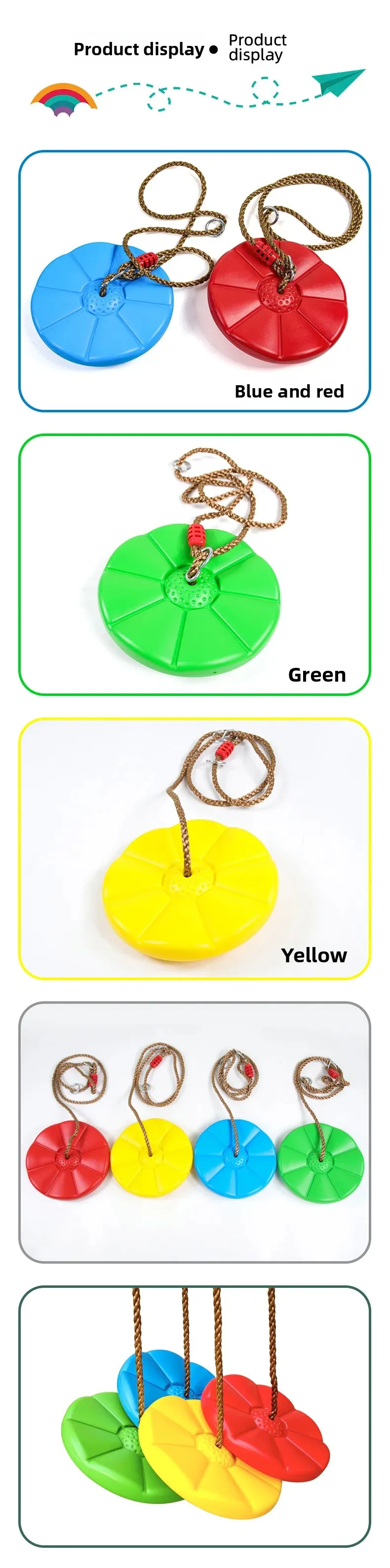 Kids Octagonal Petal Disc Swing Red Blue Thickened Hanging Rocking Swing Indoor Outdoor Sports Play Toy Children Backyard Garden