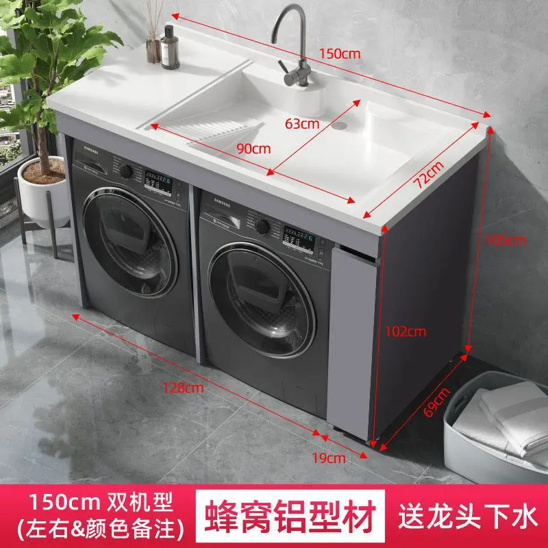 YFY  Dual Washing Machine Integrated Cabinet Combination Washer Dryer Flat Large Sink Basin