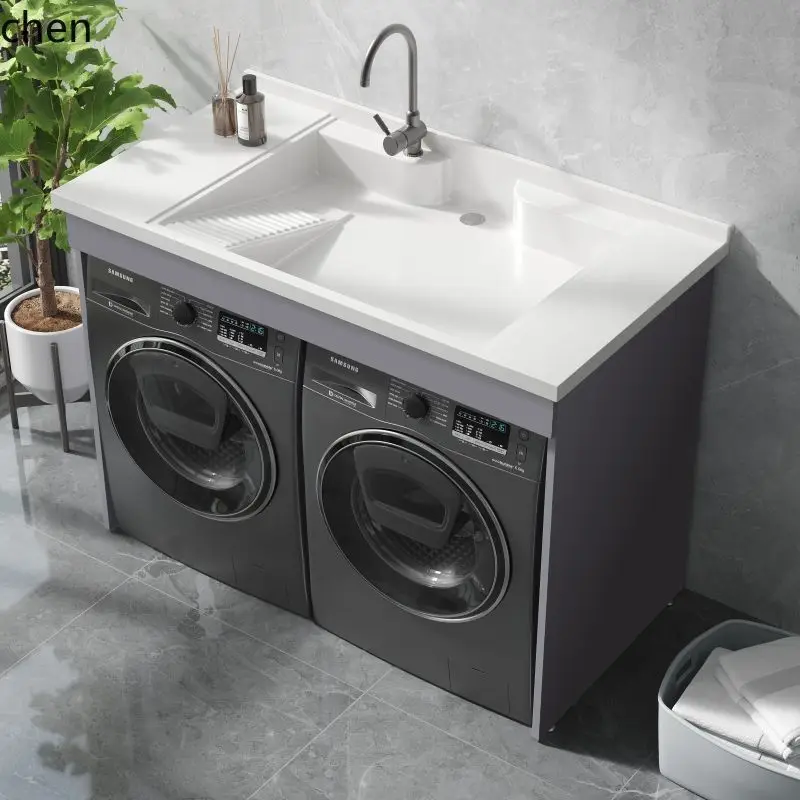 YFY  Dual Washing Machine Integrated Cabinet Combination Washer Dryer Flat Large Sink Basin