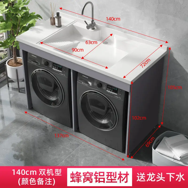 YFY  Dual Washing Machine Integrated Cabinet Combination Washer Dryer Flat Large Sink Basin