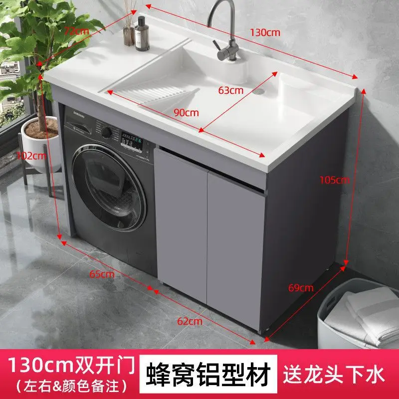 YFY  Dual Washing Machine Integrated Cabinet Combination Washer Dryer Flat Large Sink Basin