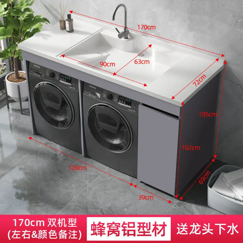 YFY  Dual Washing Machine Integrated Cabinet Combination Washer Dryer Flat Large Sink Basin