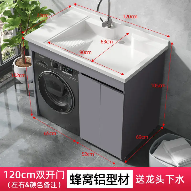 YFY  Dual Washing Machine Integrated Cabinet Combination Washer Dryer Flat Large Sink Basin