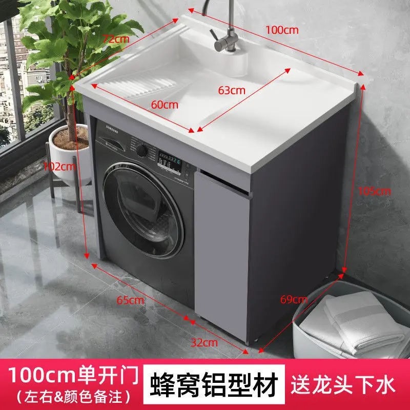 YFY  Dual Washing Machine Integrated Cabinet Combination Washer Dryer Flat Large Sink Basin