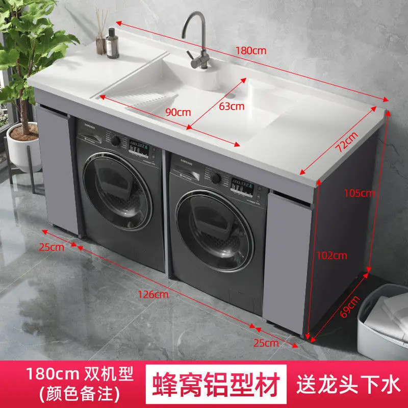 YFY  Dual Washing Machine Integrated Cabinet Combination Washer Dryer Flat Large Sink Basin
