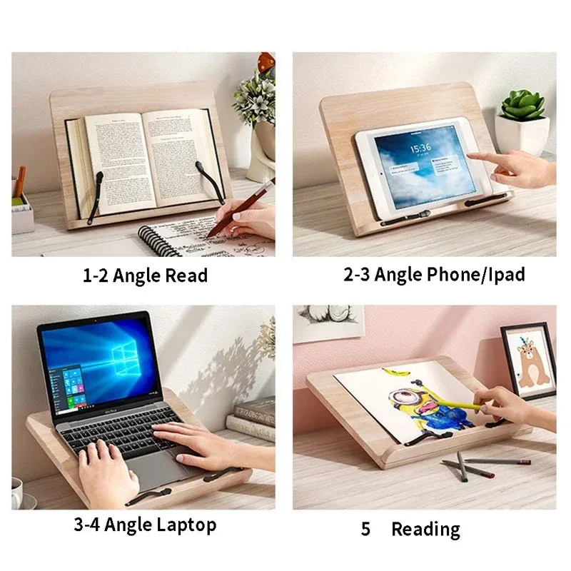 Portable Multi-Angle Book Rest Holder Foldable Adjustable Tablet Reading Stand Home Study Use