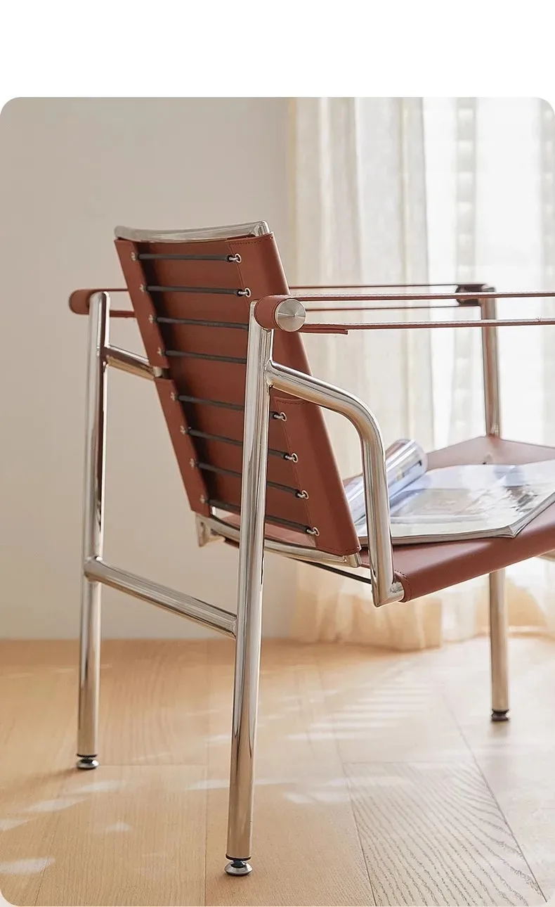 Le Corbusier Italian Style Single Sofa Chair Designer Vintage Single Chair Stainless Steel Leisure Chair