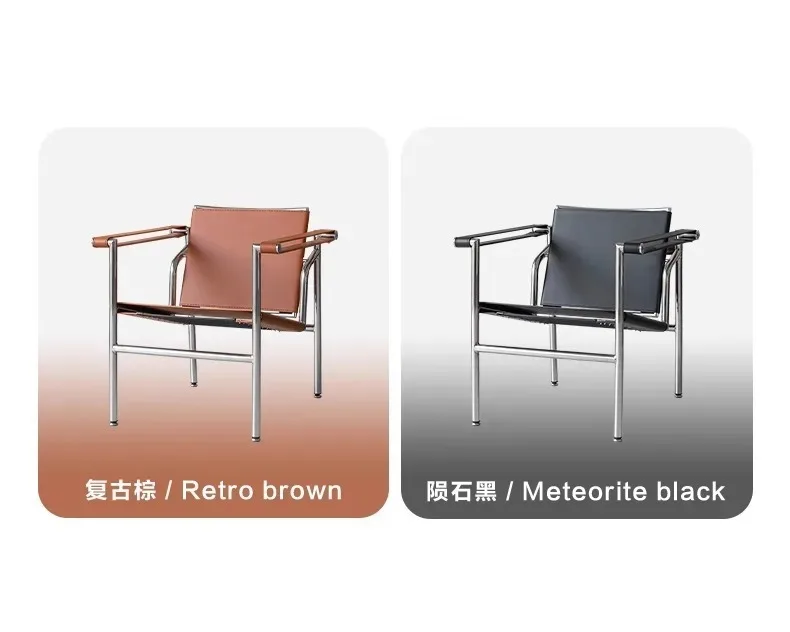 Le Corbusier Italian Style Single Sofa Chair Designer Vintage Single Chair Stainless Steel Leisure Chair