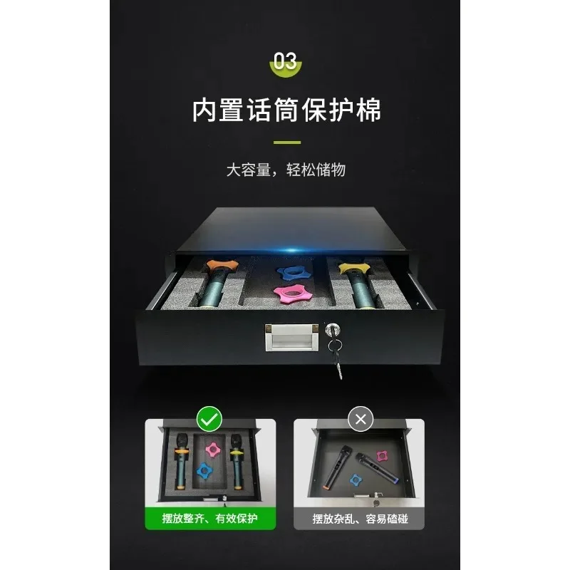 Locked Metal Storage Drawer 2U Size, 19 Inch Cabinet Accessory For Wireless Microphone Device Placement