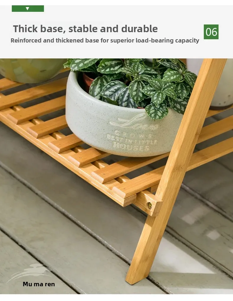 Foldable Wooden Hanging Planter, Thickened Balcony Plant Stand, Vertical Multi-Tier Shelf, Mobile Indoor Flower Pot Organizer
