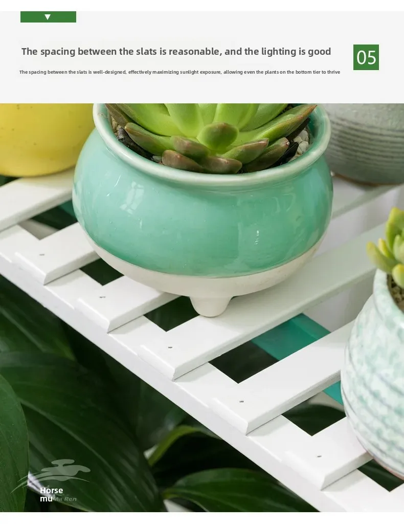 Foldable Wooden Hanging Planter, Thickened Balcony Plant Stand, Vertical Multi-Tier Shelf, Mobile Indoor Flower Pot Organizer