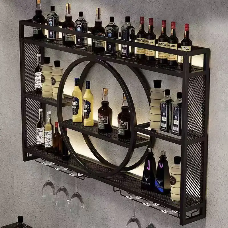 Modern Wall Mount Wine Rack Holder Glass Storage Bar Cabinet Decor Bottle Miniature Wine Rack Cup Holder Bar Cabinet Storage