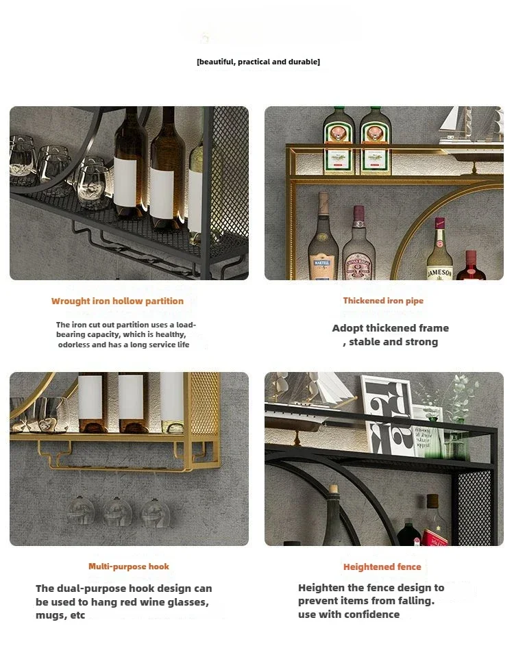 Modern Wall Mount Wine Rack Holder Glass Storage Bar Cabinet Decor Bottle Miniature Wine Rack Cup Holder Bar Cabinet Storage