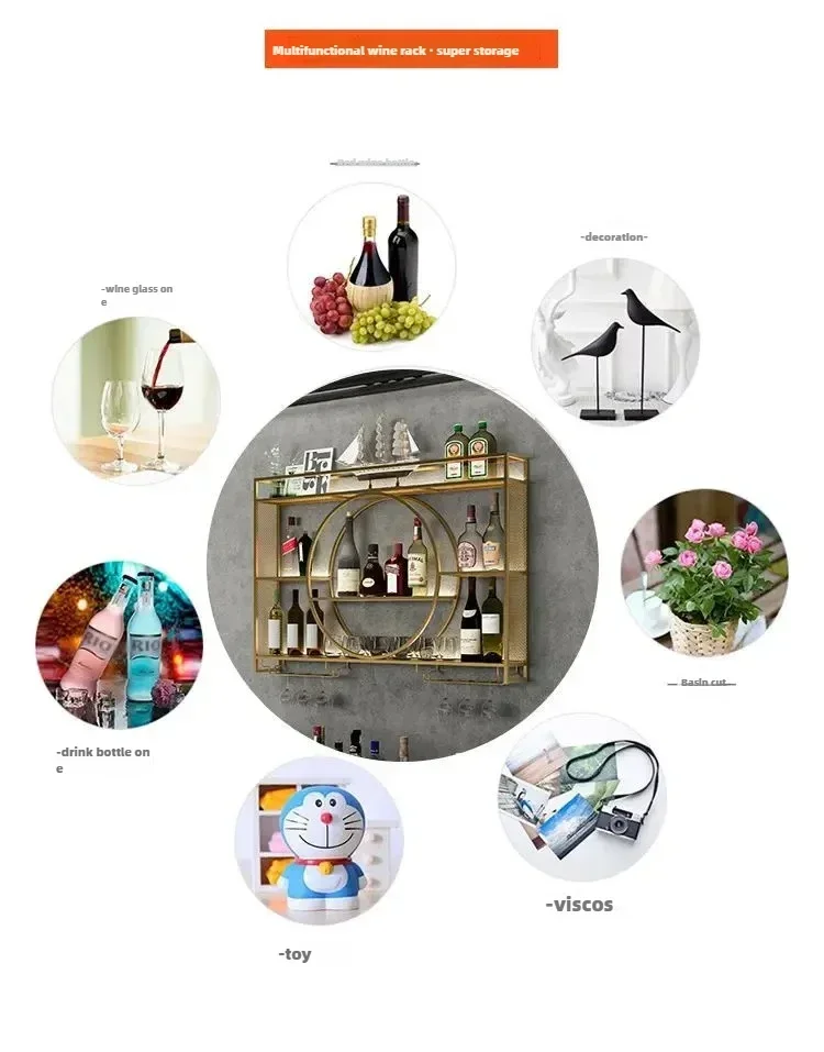 Modern Wall Mount Wine Rack Holder Glass Storage Bar Cabinet Decor Bottle Miniature Wine Rack Cup Holder Bar Cabinet Storage
