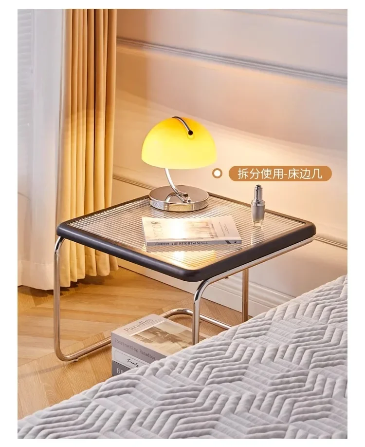 Elegant Vintage Rattan End Table Retro Medieval Style Sofa Side Table with Glass Top for Living Room Retro Medieval Style Rattan