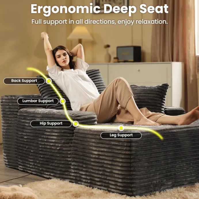 Hot-selling Compressed Foam Sofa No Assembly Required Corduroy Fabric Vacuum Compression Sofa Bed Lounge Couch