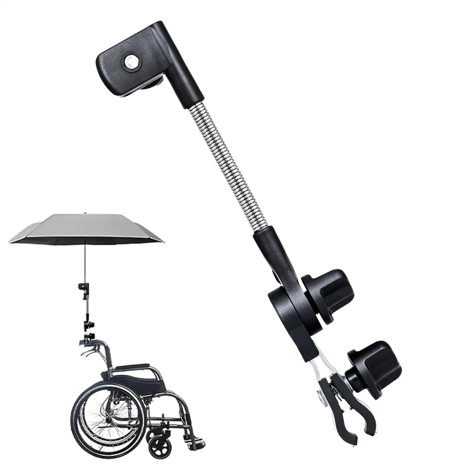 Golf Cart Umbrella Holder Wheelchair Sun Shade Support Bracket Beach Chair Umbrella Holder for Patio Picnic Balcony Lawn Beach
