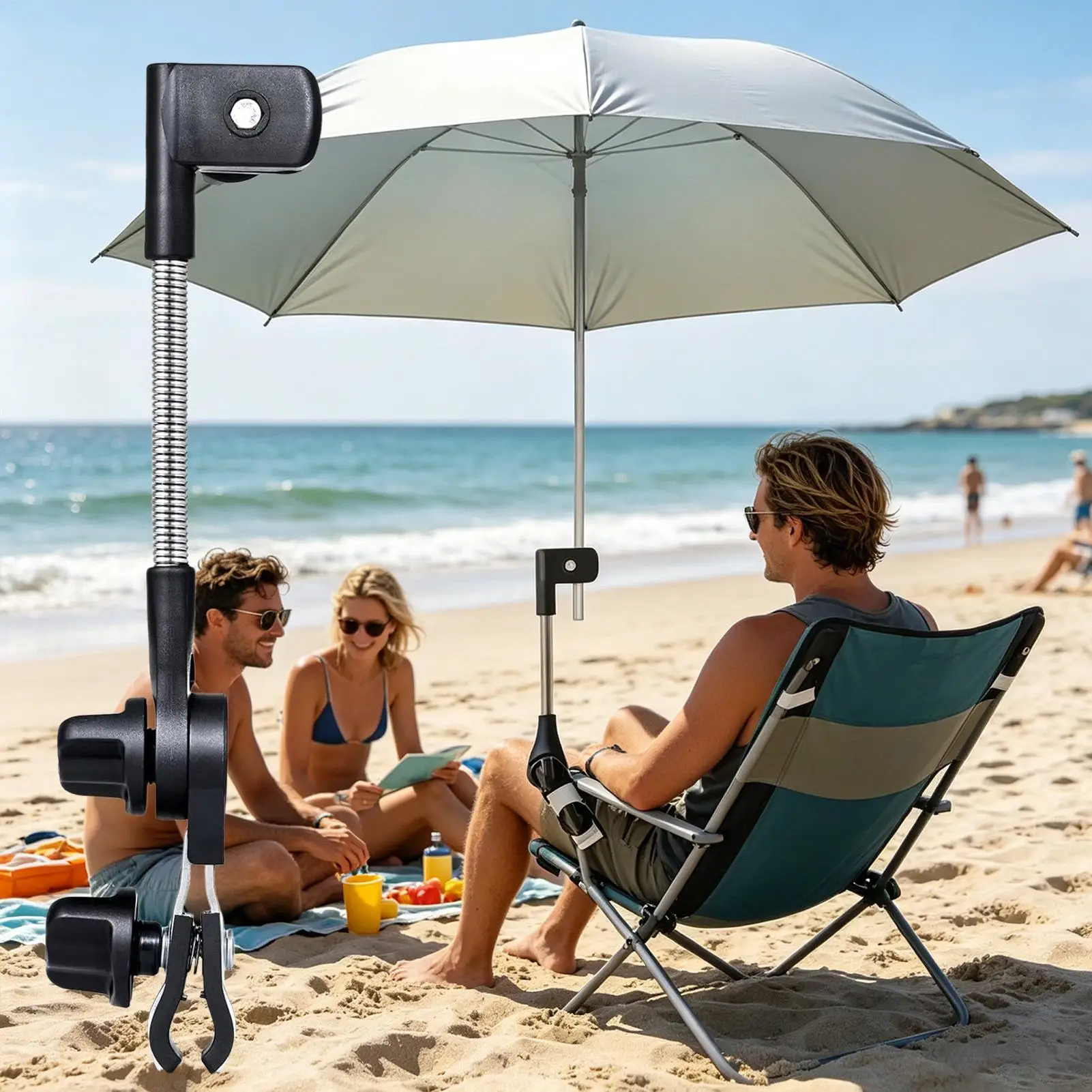 Golf Cart Umbrella Holder Wheelchair Sun Shade Support Bracket Beach Chair Umbrella Holder for Patio Picnic Balcony Lawn Beach