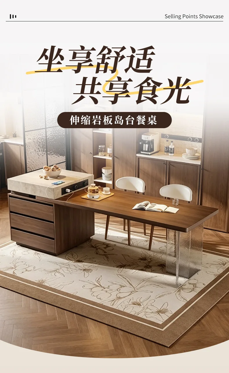Nordic Design Dining Table Brown Space Extendable Space Saving Dining Table Lounges Solid Wood Mesa Comedor Furniture Home