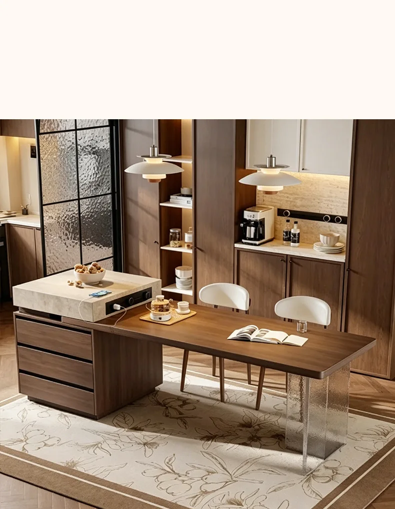 Nordic Design Dining Table Brown Space Extendable Space Saving Dining Table Lounges Solid Wood Mesa Comedor Furniture Home