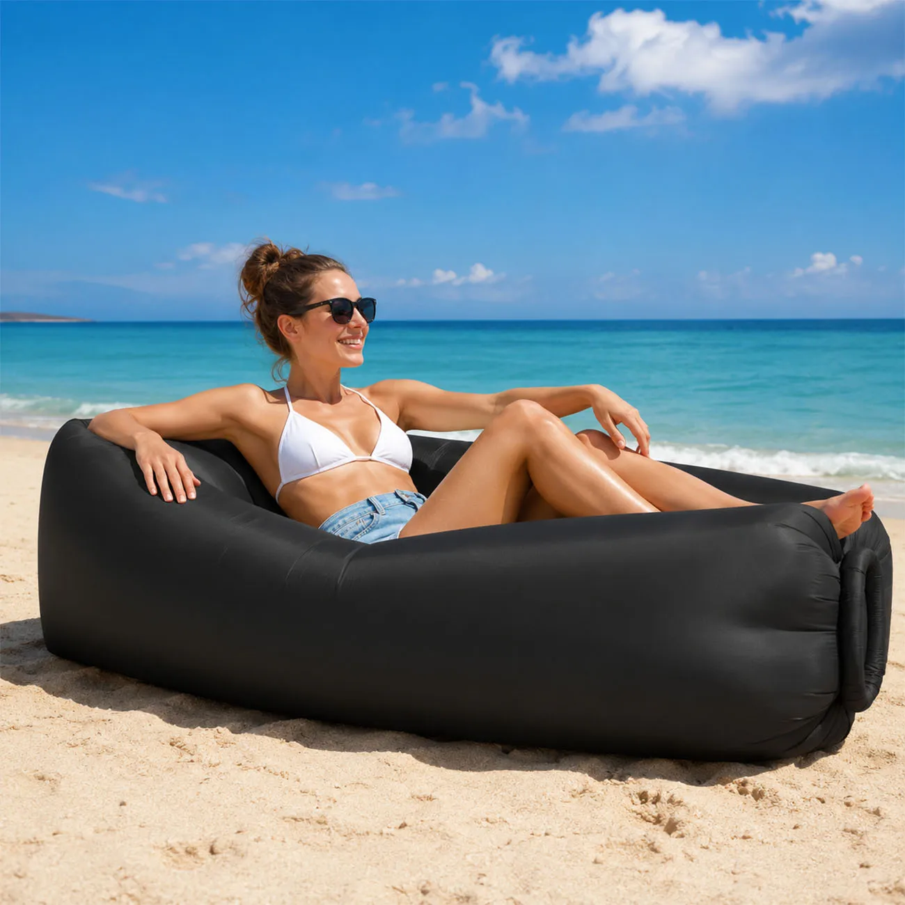 Inflatable Couch Air Lounger Chair Comfortable Portable Blow Up Sofa for Camping Beach Hiking Picnic Festival Backyard Office
