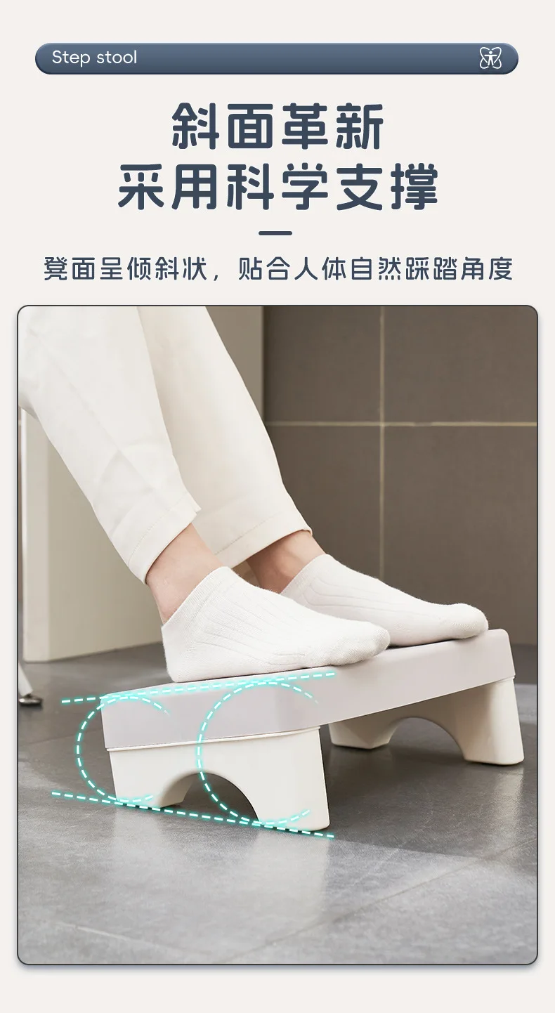 Ergonomic PP Footrest Under Desk Foot Stool Comfortable Space-Saving Foot Rest for Office Work Study Sofa Home