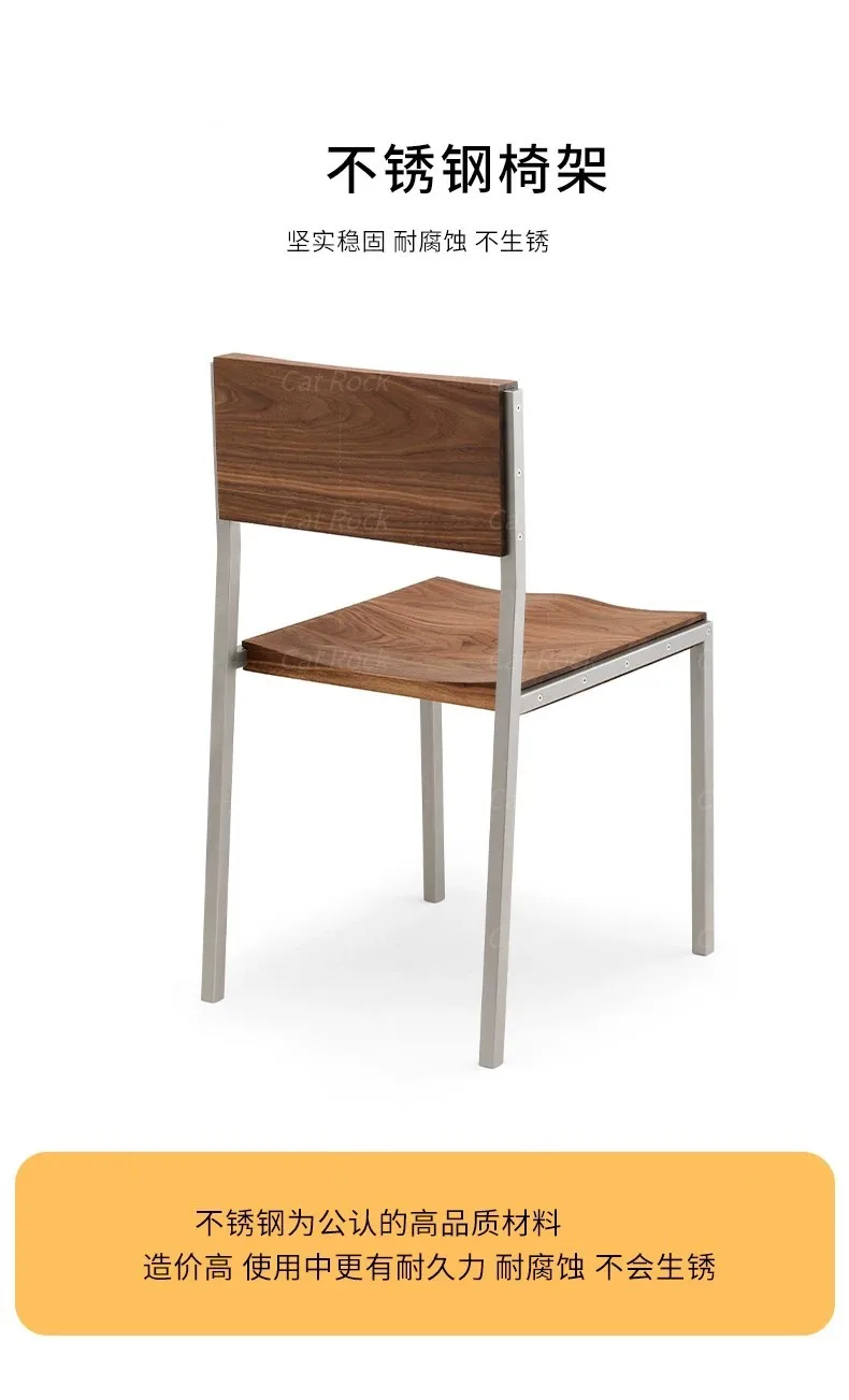 Nordic Solid Wood Dining Chair for Home, Minimalist Backrest Seat with Natural Grain, Rustic Elegant Accent Chair