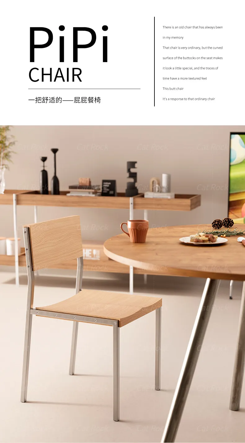 Nordic Solid Wood Dining Chair for Home, Minimalist Backrest Seat with Natural Grain, Rustic Elegant Accent Chair
