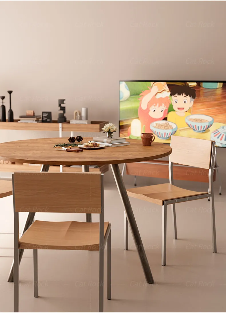 Nordic Solid Wood Dining Chair for Home, Minimalist Backrest Seat with Natural Grain, Rustic Elegant Accent Chair