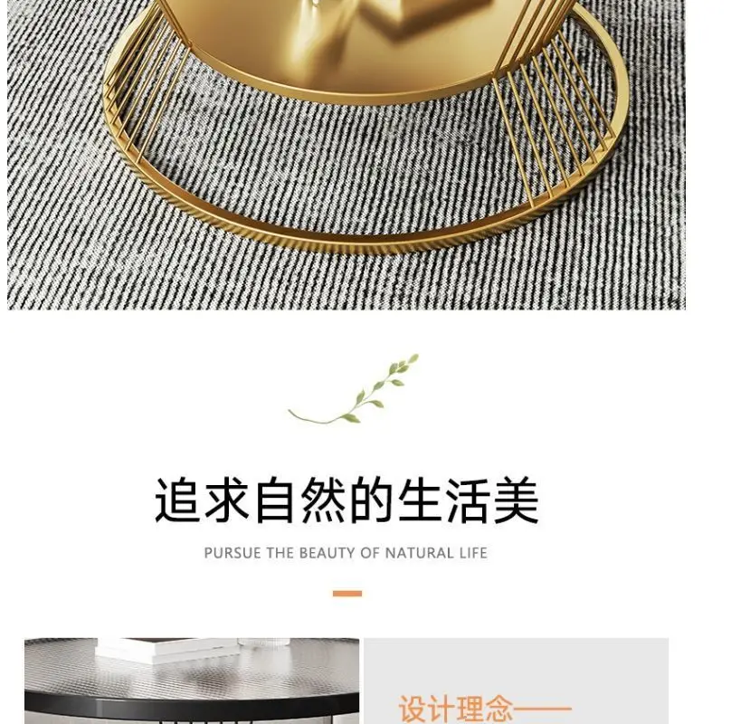 Modern Minimalist Tempered Glass Coffee Table Cream-Style Side Table for Small Apartment Living Room Home Use Round Tea Table