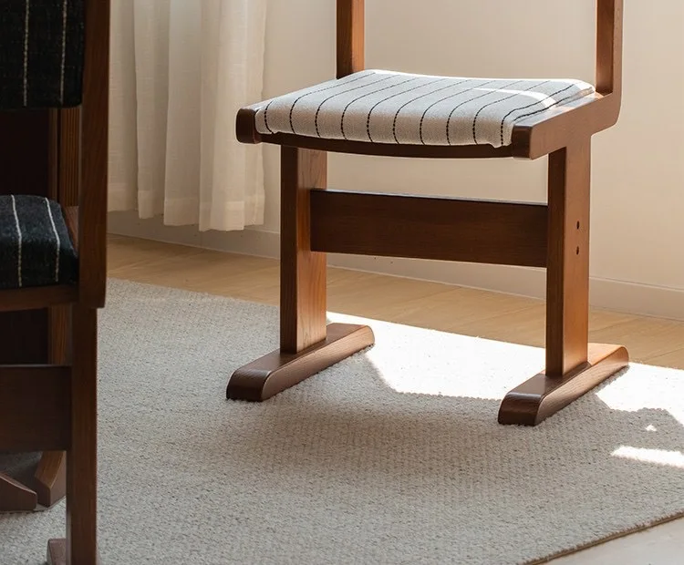 Mid Century Vintage Solid Wood Dining Chair Home Designer Backrest Bedroom Minimalist French Retro Single Seat Decor Furniture
