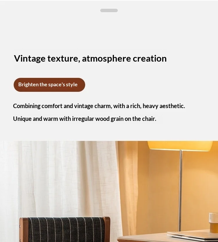 Mid Century Vintage Solid Wood Dining Chair Home Designer Backrest Bedroom Minimalist French Retro Single Seat Decor Furniture