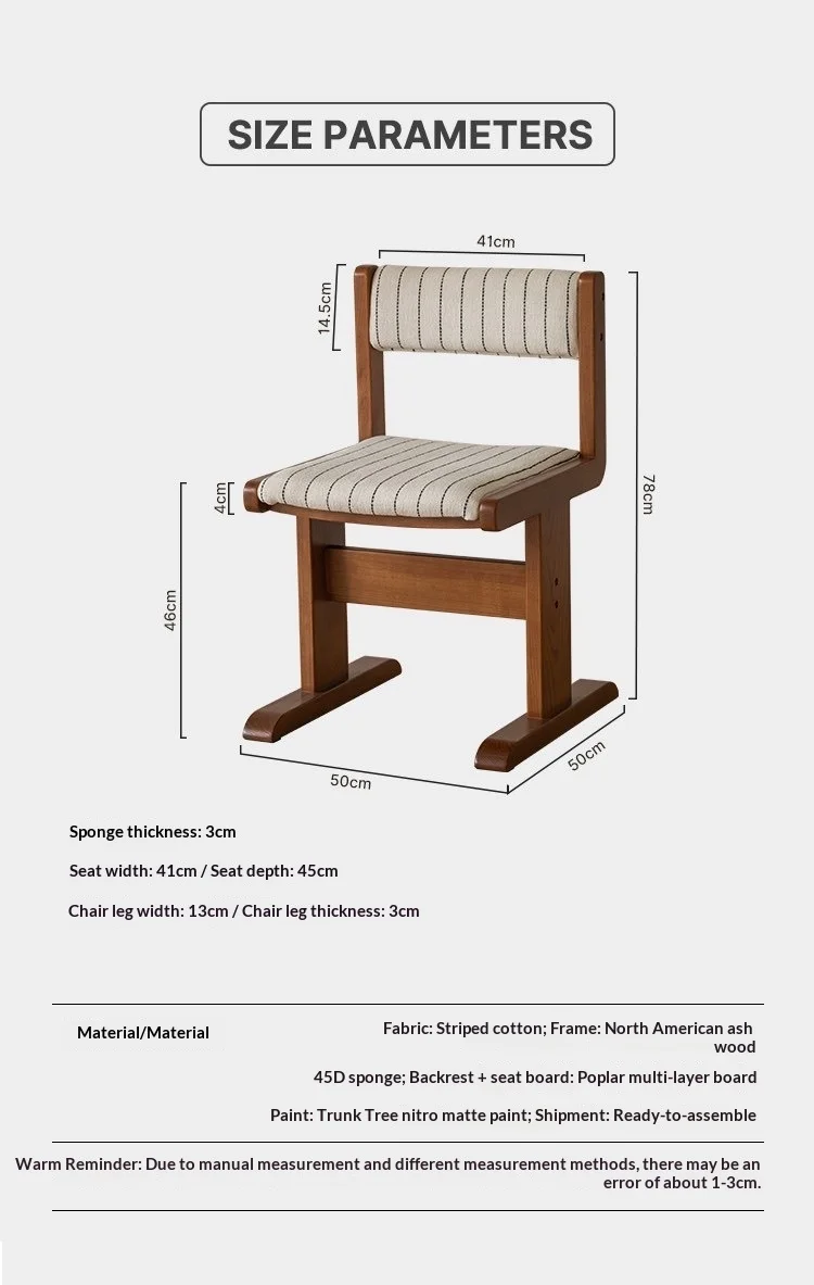 Mid Century Vintage Solid Wood Dining Chair Home Designer Backrest Bedroom Minimalist French Retro Single Seat Decor Furniture
