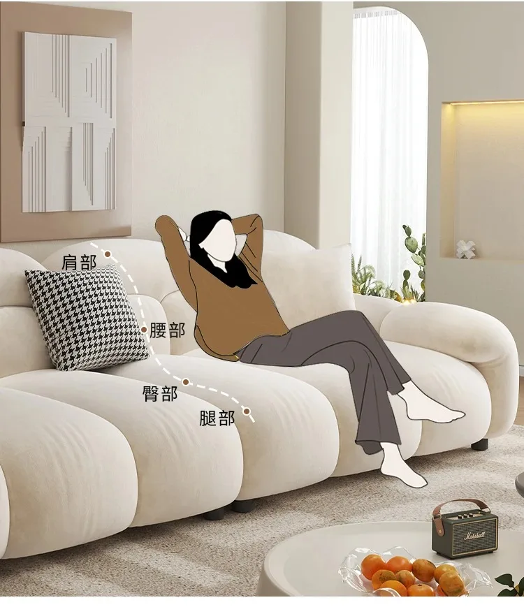Fabric Minimalist Living Room Sofa Set 6 Seters Beige Sectional Designer Modern Sofas Couch Double Canape Salon Home Furniture