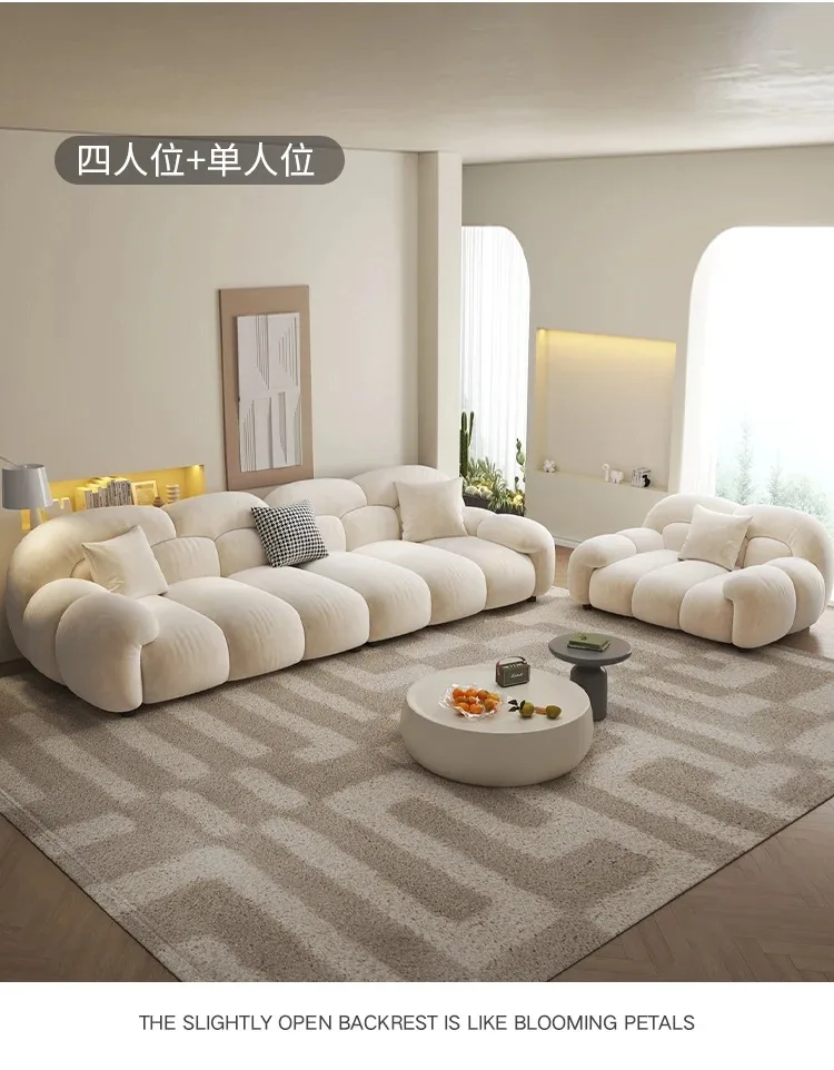 Fabric Minimalist Living Room Sofa Set 6 Seters Beige Sectional Designer Modern Sofas Couch Double Canape Salon Home Furniture