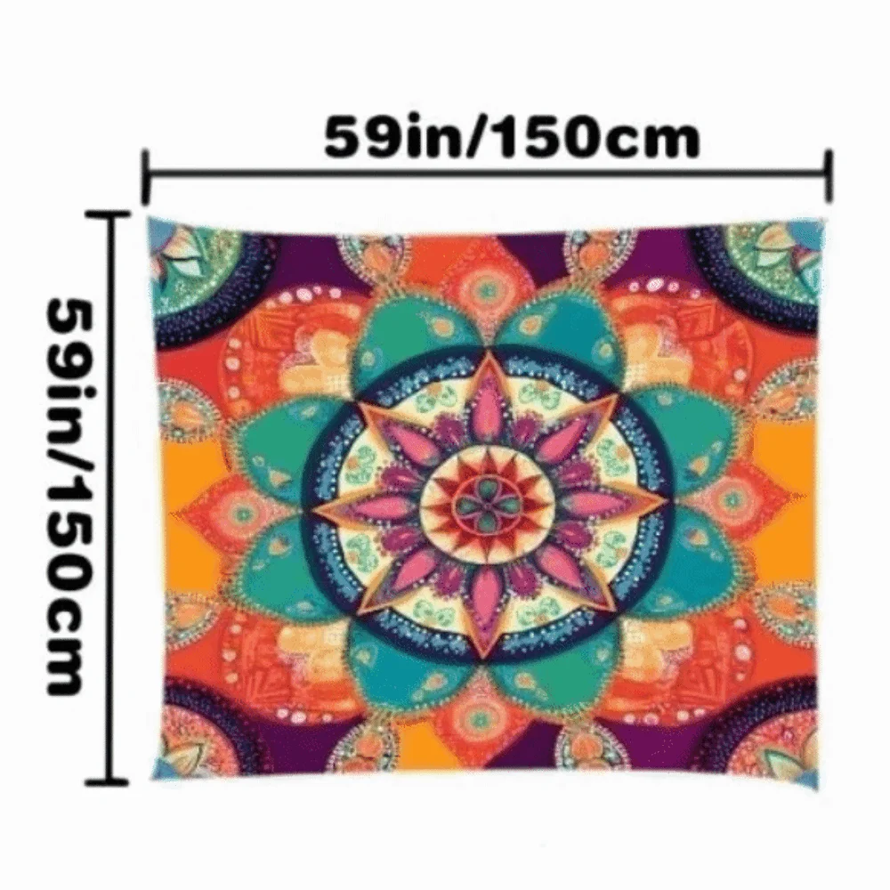 Rectangular Shape Sunshade Sail Bohemian Print Flower Print Patio Canopy Waterproof Fabric UV Block Shade Backyard Use