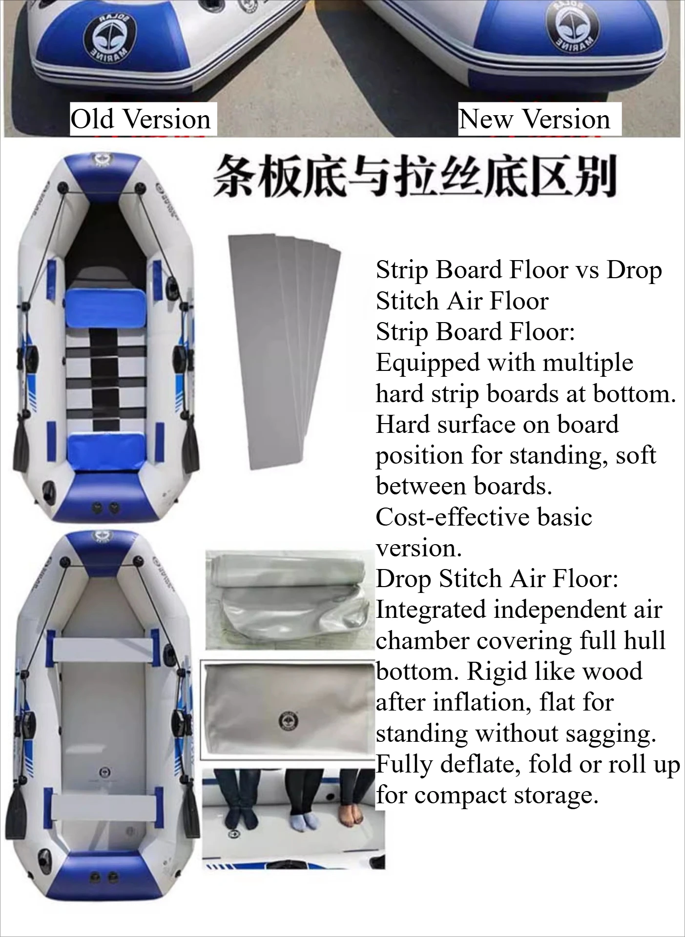 Thick PVC Inflatable Boat Foldable Rubber Dinghy Full Kits For Fishing Flood Rescue Kayak