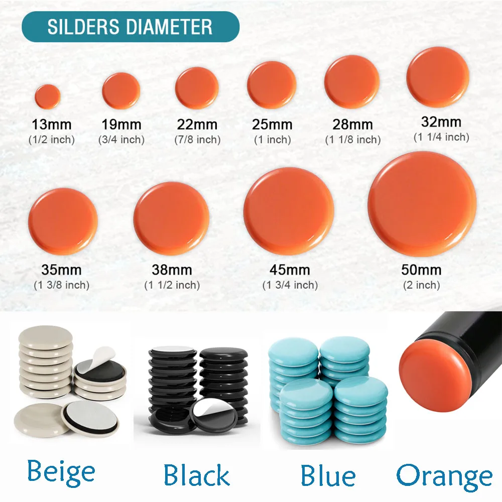 2-100Pcs Feet Glider Sliding Pads Home Furniture Sliders Furniture Gliders PTFE Square Floor Mover Pads For Household Hardware