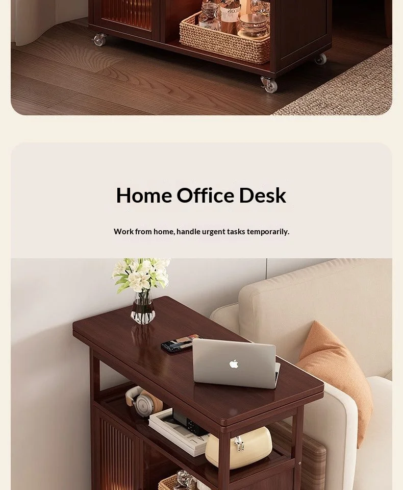 Sofa Side Folding Coffee Table Rolling Casters Adjustable Height Lift Top Multifunctional Bedside Dining Small Apartment