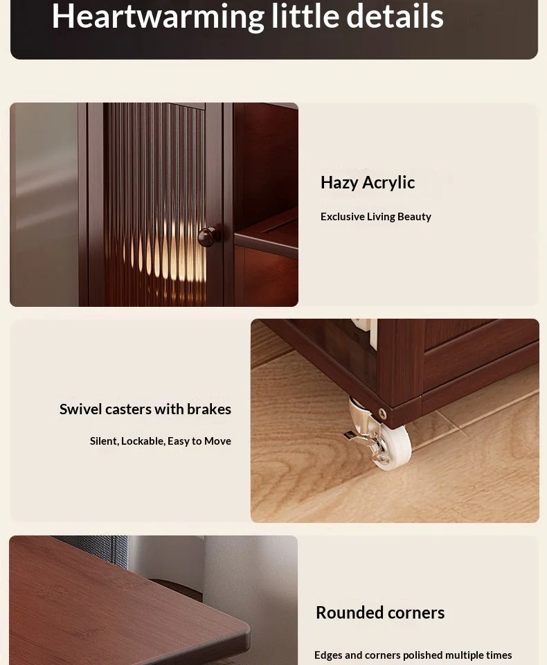 Sofa Side Folding Coffee Table Rolling Casters Adjustable Height Lift Top Multifunctional Bedside Dining Small Apartment