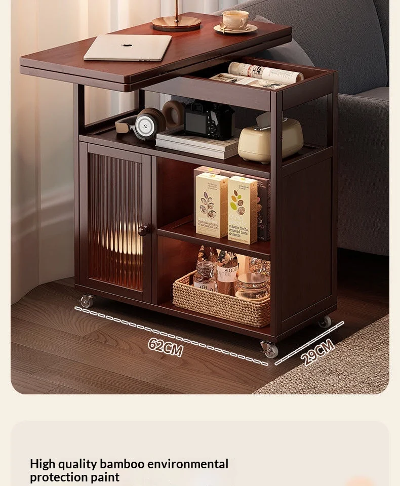 Sofa Side Folding Coffee Table Rolling Casters Adjustable Height Lift Top Multifunctional Bedside Dining Small Apartment