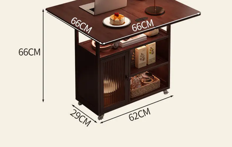 Sofa Side Folding Coffee Table Rolling Casters Adjustable Height Lift Top Multifunctional Bedside Dining Small Apartment