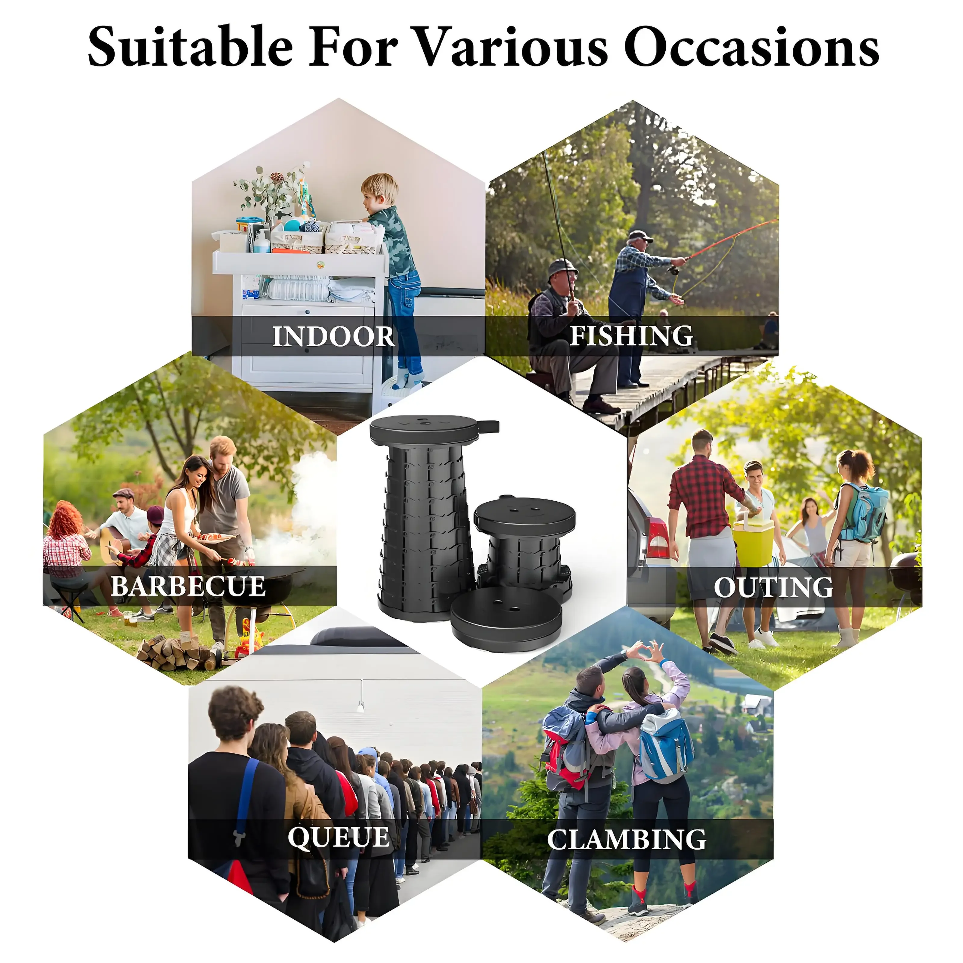 Collapsible Compact Stool Load Bearing Portable Camping Seat Ultra Light Hiking Fishing Outdoor Activities Bus Subway Commuting